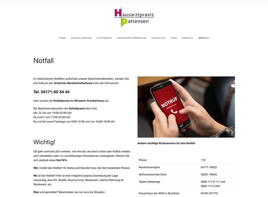 Homepage Praxis Pattensen