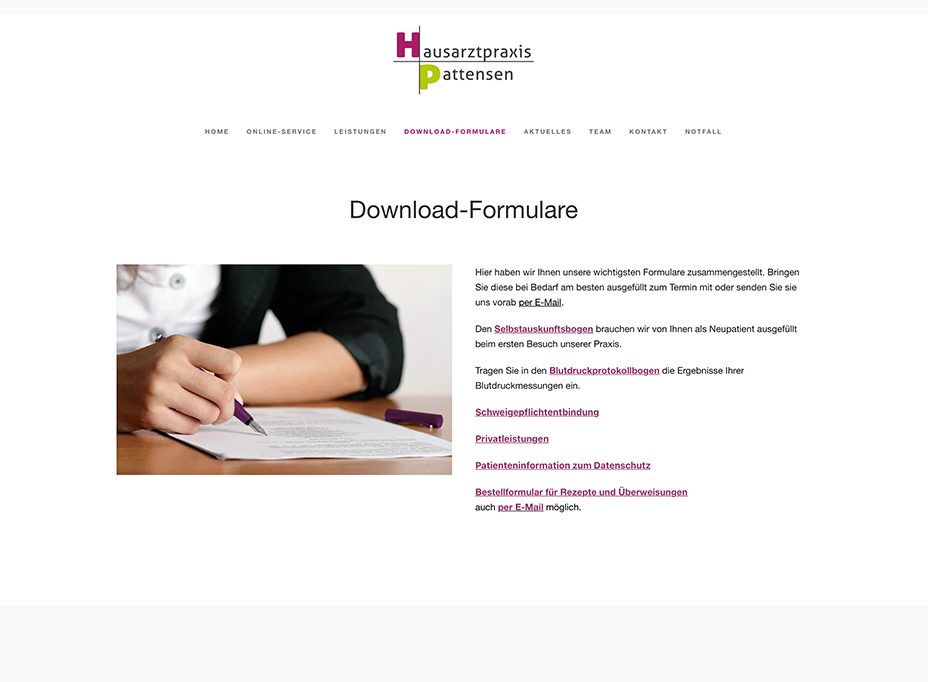 Homepage Praxis Pattensen